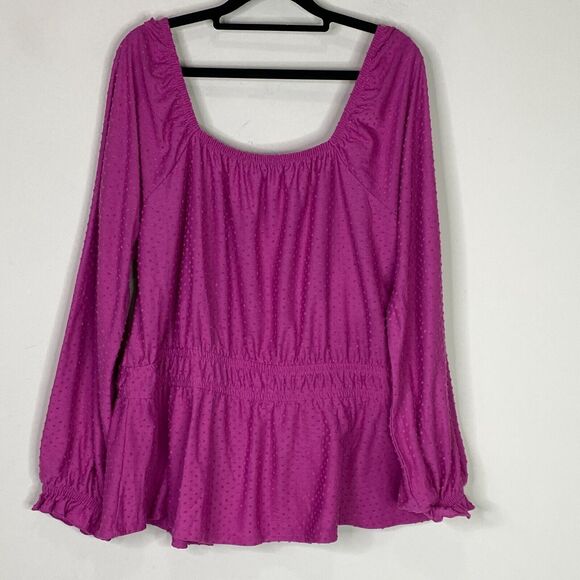 Lane Bryant 2021 Polka Dot Peplum Textured Blouse Women's Plus Size 18/20 - Picture 2 of 9